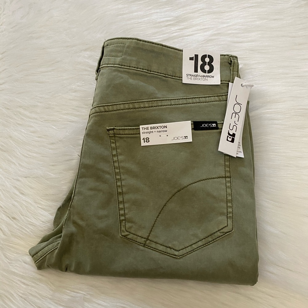 NEW wTag-JOE’S Green The Brixton Straight Jeans 18 - Picture 1 of 3